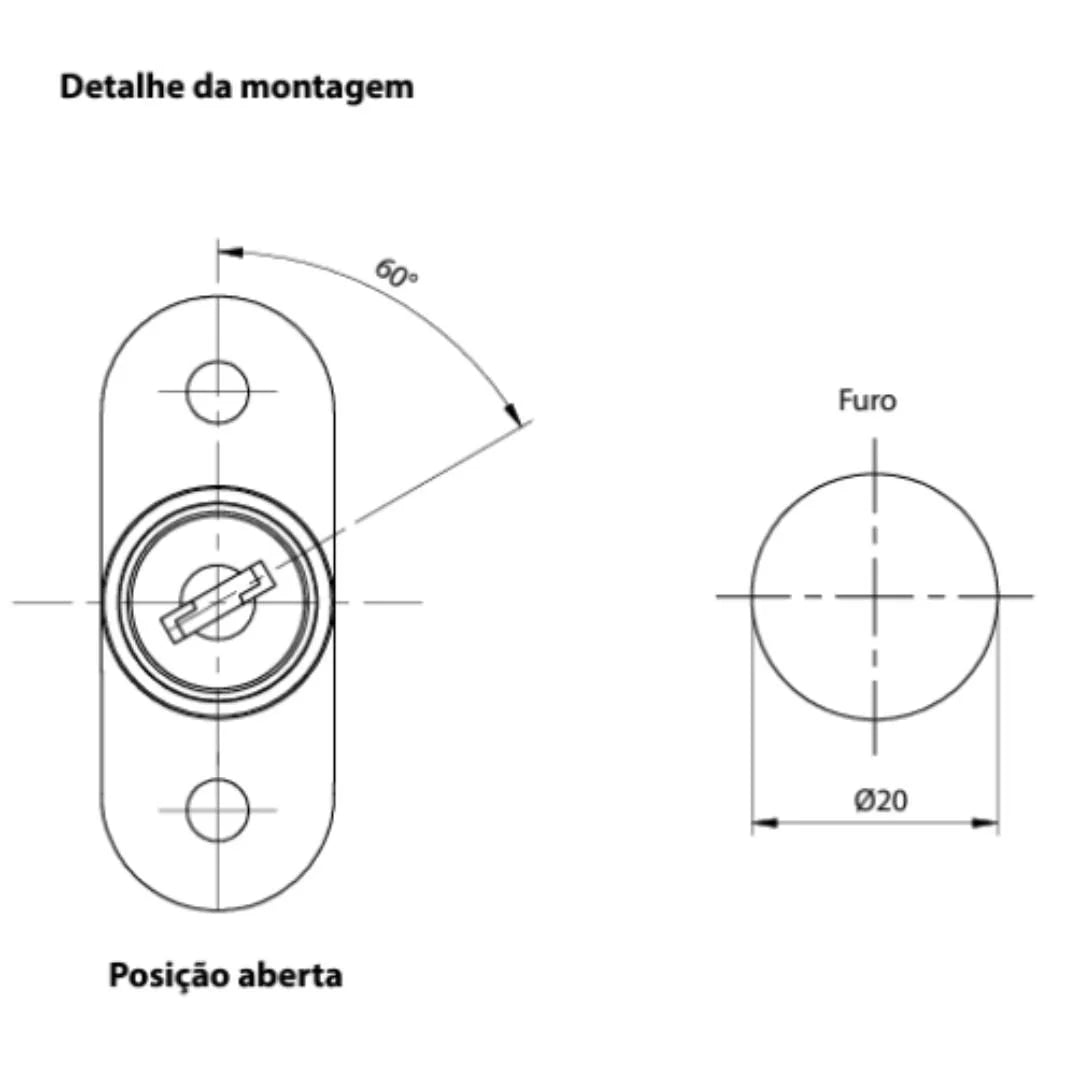Fechadura para Porta De Correr | Cilindro De Pressão | 08 x 11 mm | FGVTN - Acessórios
