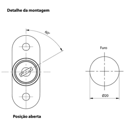 Fechadura para Porta De Correr | Cilindro De Pressão | 08 x 11 mm | FGVTN - Acessórios