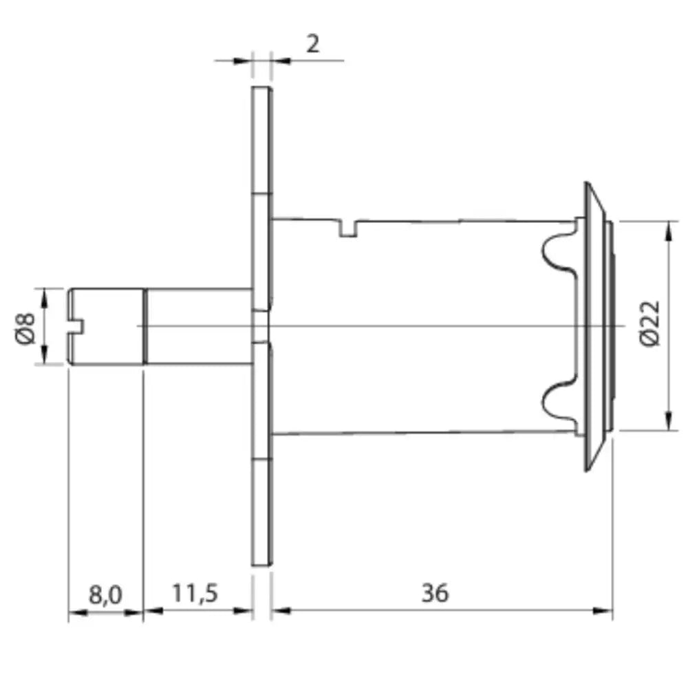 Fechadura para Porta de Correr | Cilindro de Pressão | 22 x 36 mm | FGVTN - Acessórios