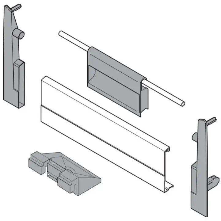 Frente c/ Puxador para Gaveta Tandembox Alta - Cinza - 01 Kit - Acessórios