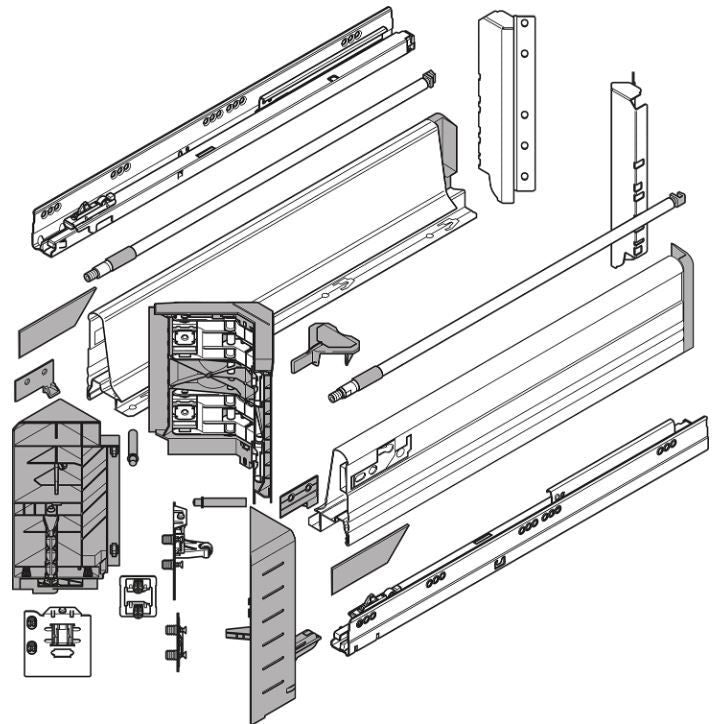 Gaveta De Canto Space Corner c/ Syncromotion - Alta - 650mm | Branco | 01 Kit - Gavetas Metálicas