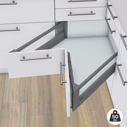 Gaveta De Canto Space Corner c/ Syncromotion - Alta - 650mm | Branco | 01 Kit - Gavetas Metálicas