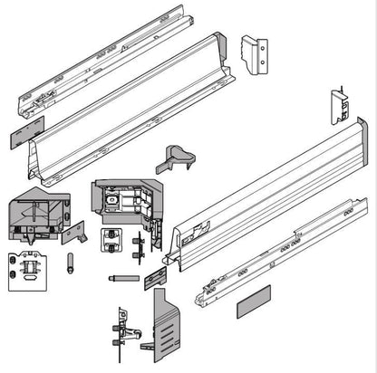 Gaveta De Canto Space Corner c/ Syncromotion - Baixa - 650mm | Cinza | 01 Kit - Gavetas Metálicas