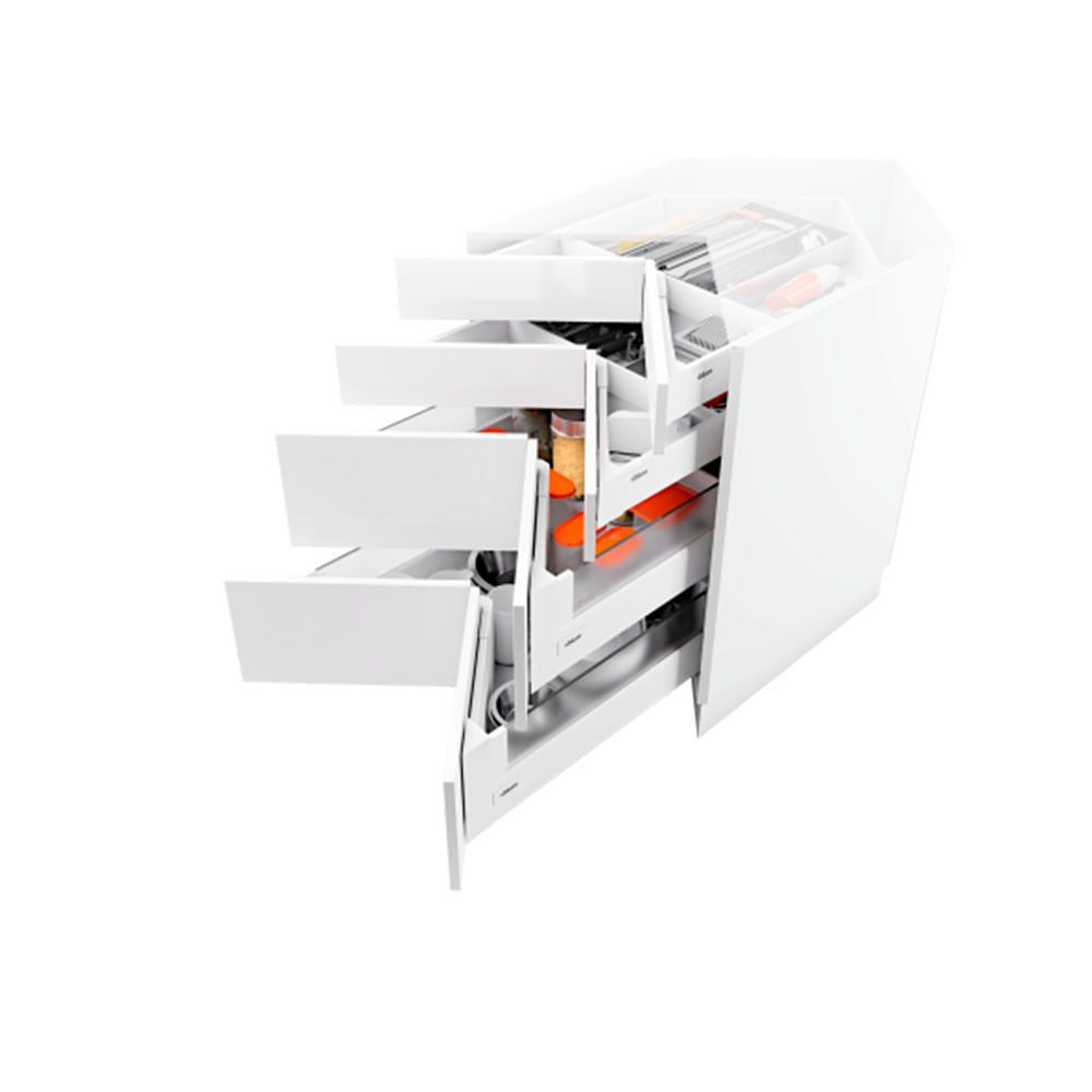 Gaveta De Canto Space Corner c/ Syncromotion - Baixa - 650mm | Cinza | 01 Kit - Gavetas Metálicas