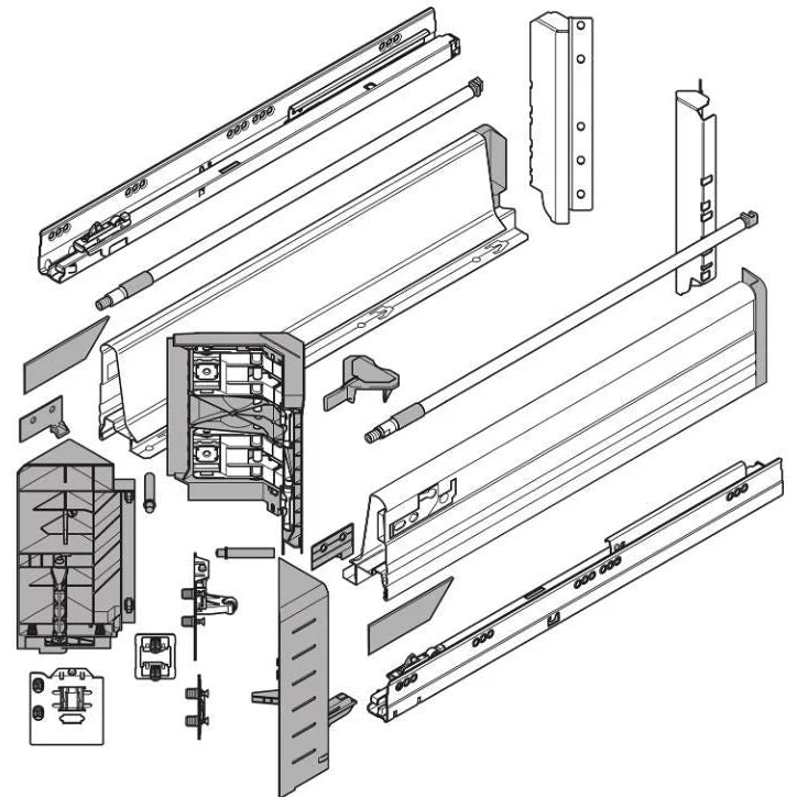 Kit Gaveta Space Corner c/ Syncromotion - Alta - 650mm - Cinza - Gavetas Metálicas