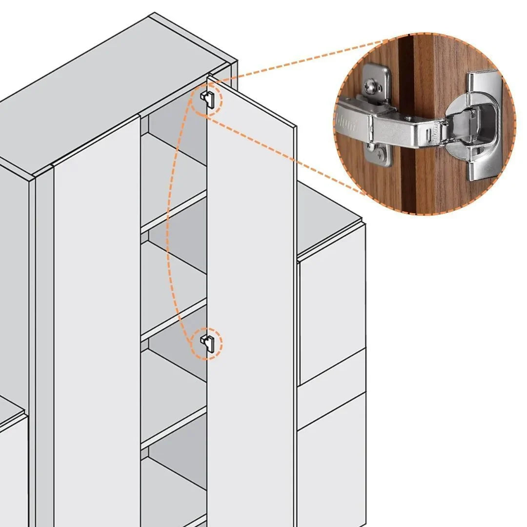 Kit 2 Dobradiças Blum Clip Top 95° | Canto Falso | Amort. Blumotion - Dobradiças