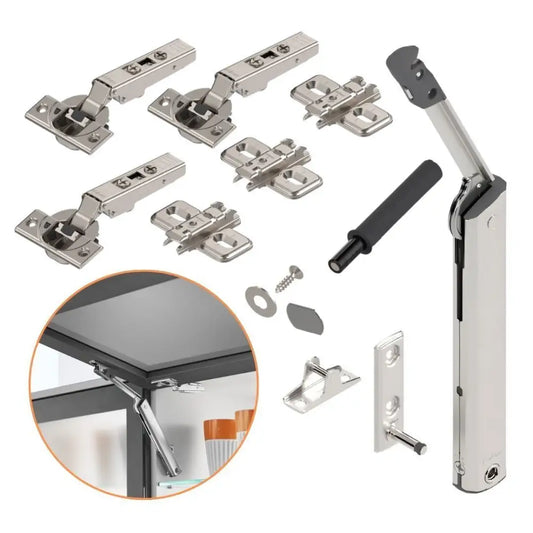 Kit Articulador Unilaretal Aventos Blum HK-XS | Pulsador Tip-On + 3 Dobradiças 107° | 20K1500T - Articuladores