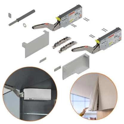 Kit Aventos Hk-Top 22K2700T - Cinza Claro/Inox Escovado - Articuladores