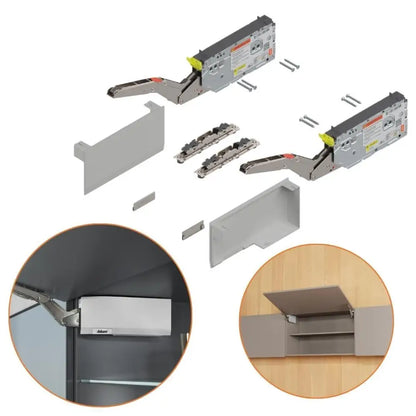 Kit Aventos HK-Top 22K2900 - Cinza Claro/Inox Escovado - Par - Articuladores