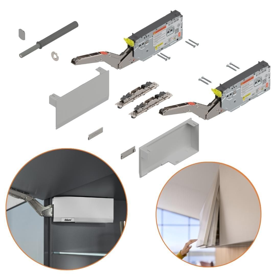 Kit Aventos HK-Top 22K2900T - Cinza Claro/Inox Escovado - Articuladores