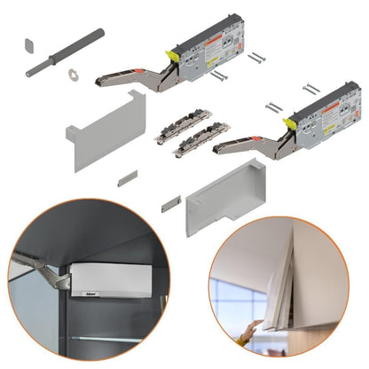 Kit Aventos HK-Top 22K2900T - Cinza Claro/Inox Escovado - Articuladores