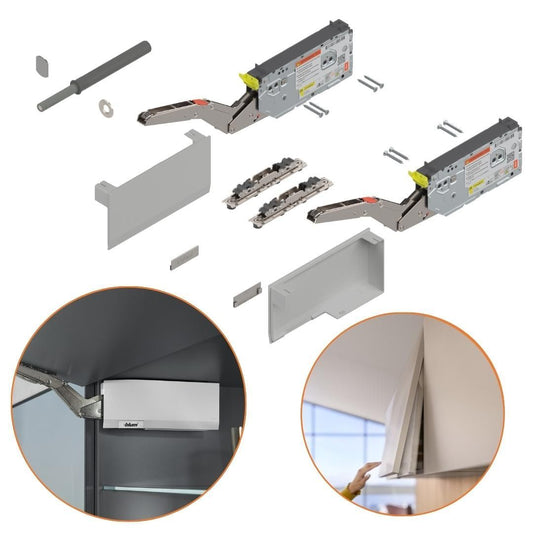 Kit Aventos HK-Top 22K2900T - Cinza Claro/Inox Escovado - Articuladores