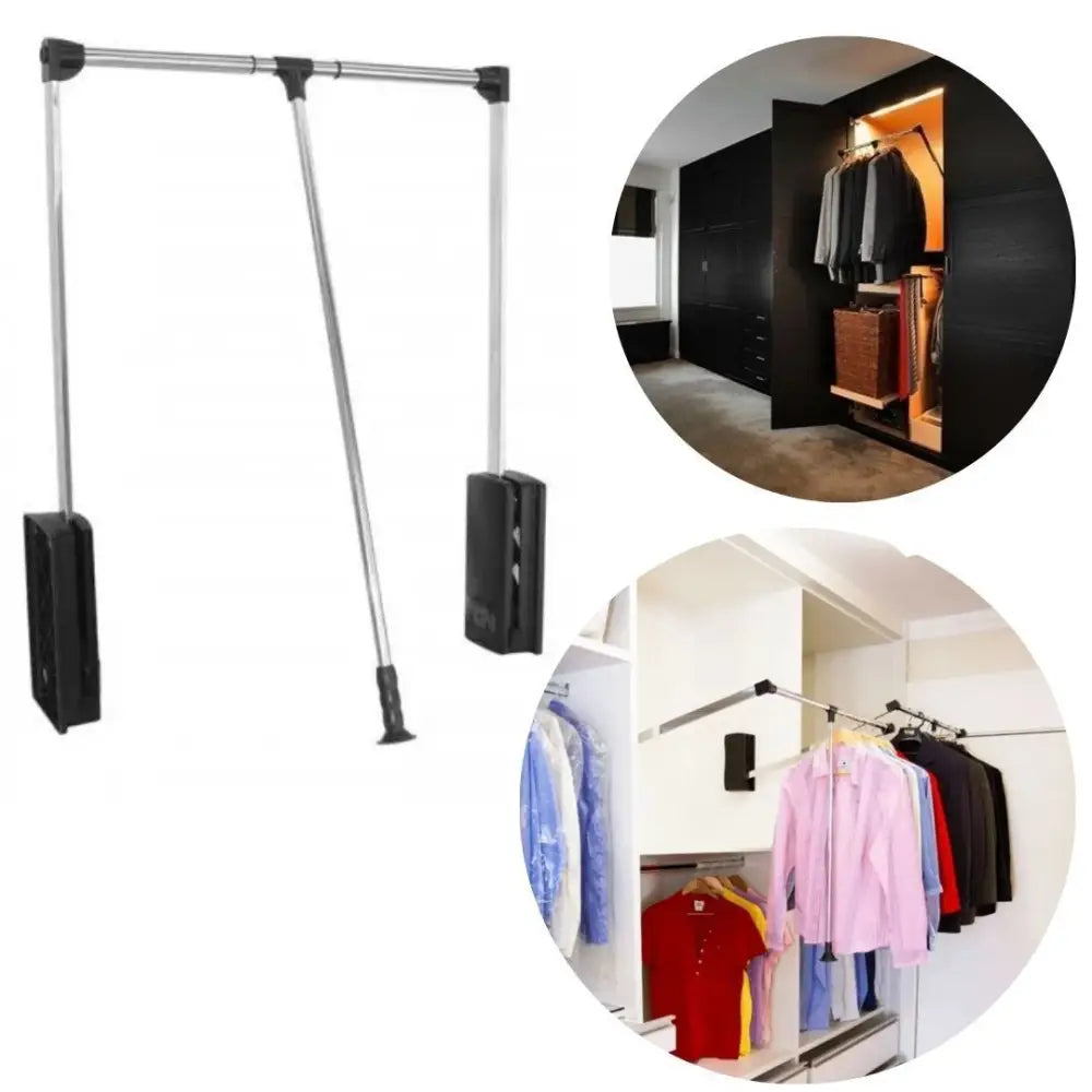 Kit Cabideiro Basculante 890-1210mm Preto/Cromado - Acessórios