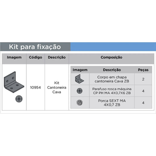 KIT FIXAÇÃO P/ PUXADOR CAVA - 01 PAR - Fixadores