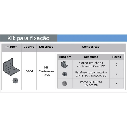 KIT FIXAÇÃO P/ PUXADOR CAVA - 01 PAR - Fixadores