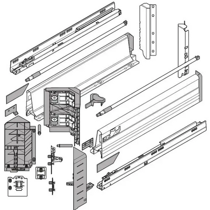 Kit Gaveta Space Corner c/ Syncromotion - Alta - 650mm - Cinza - Gavetas Metálicas