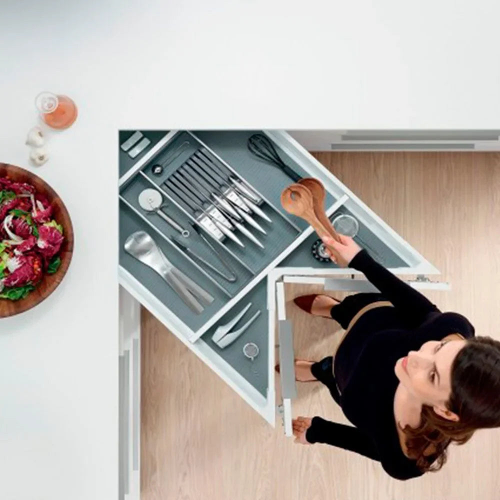 Kit Gaveta Space Corner c/ Syncromotion - Baixa - 650mm - Cinza - Gavetas Metálicas