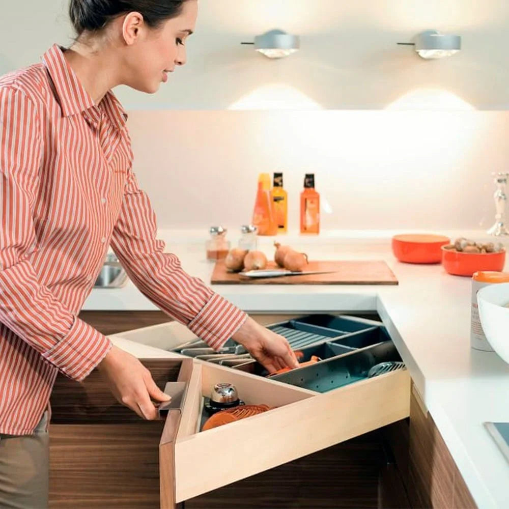 Kit Gaveta Space Corner c/ Syncromotion - Baixa - 650mm - Cinza - Gavetas Metálicas