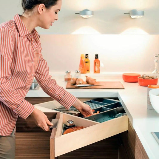 Kit Gaveta Space Corner c/ Syncromotion - Baixa - 650mm - Cinza - Gavetas Metálicas