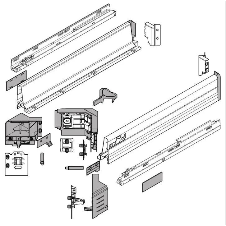 Kit Gaveta Space Corner c/ Syncromotion - Baixa - 650mm - Cinza - Gavetas Metálicas