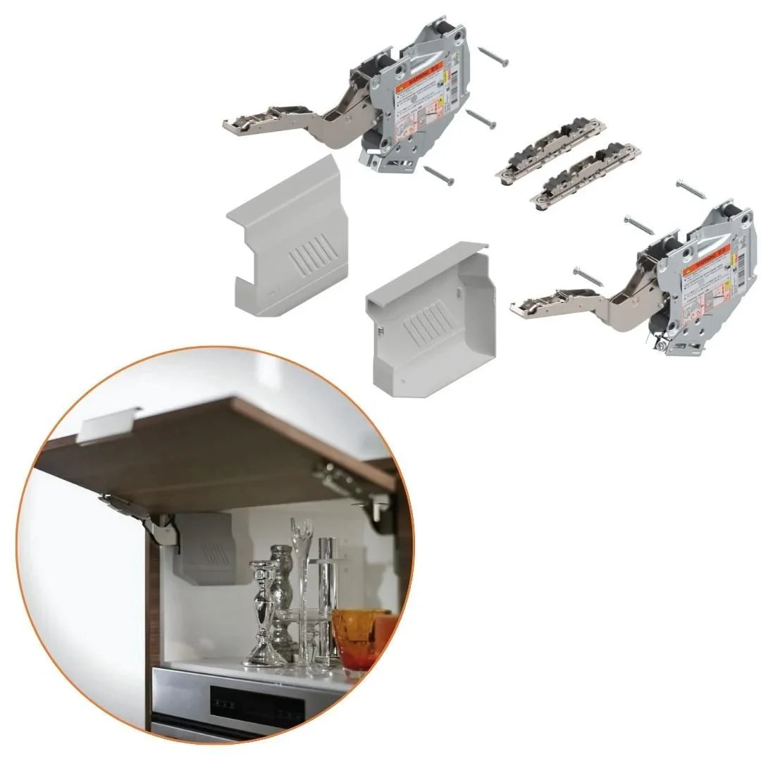 Kit Sistema Aventos Hk-S (Cinza Claro/Inox Esc) - Articuladores