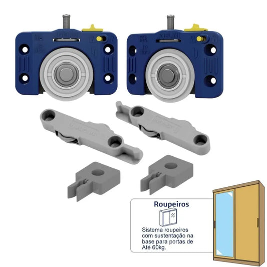 Kit Sistema Deslizante JP360 + Guia Universal Folga Zero | 50kg | Joelini - Sistemas Deslizantes