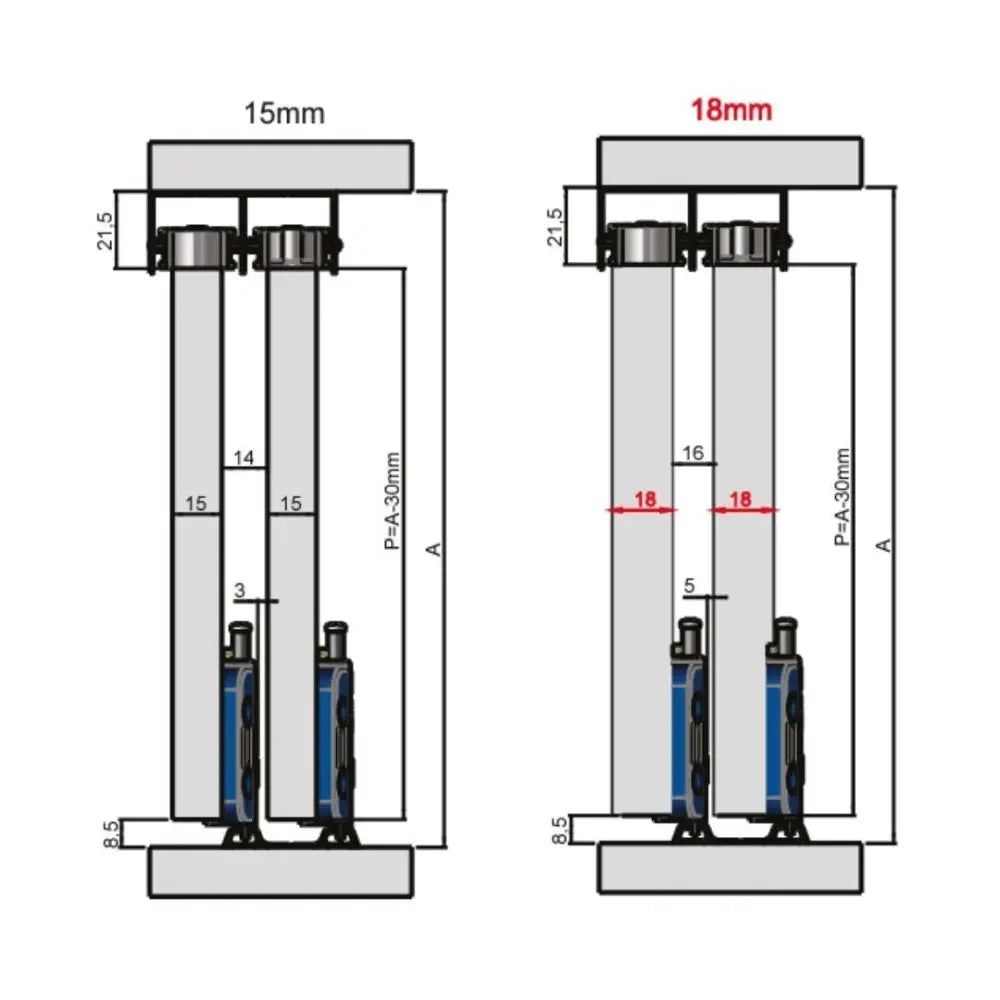 Kit Sistema Deslizante JP360 + Guia Universal Folga Zero | 50kg | Joelini - Sistemas Deslizantes