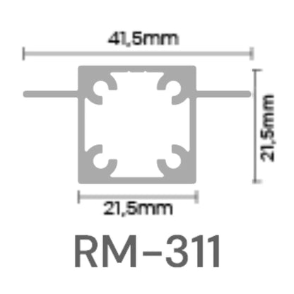 Perfil Alumínio Link 2 Abas | RM-311 | Anodizado Supra Preto | 3 Metros - Perfis