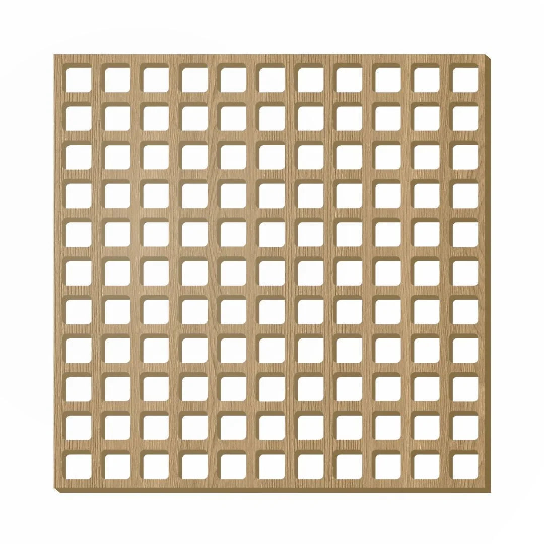 Cobogó decorativo em MDF com quadrados vazados e textura de madeira - Sem Categoria