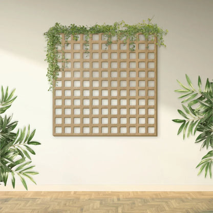 Cobogó decorativo em MDF com quadrados vazados e textura de madeira - Sem Categoria