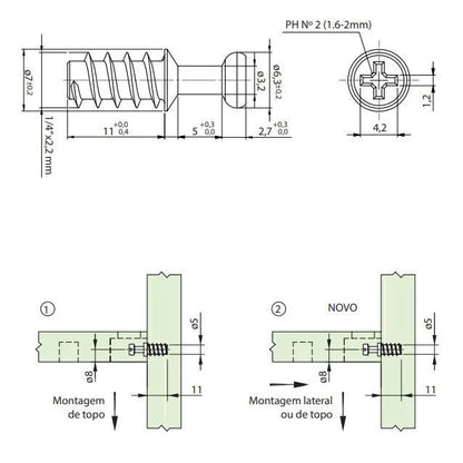 Parafuso FA/FB Aço 1/4 x 11mm Zinzado - 01 Unidade - FGVTN - Fixadores