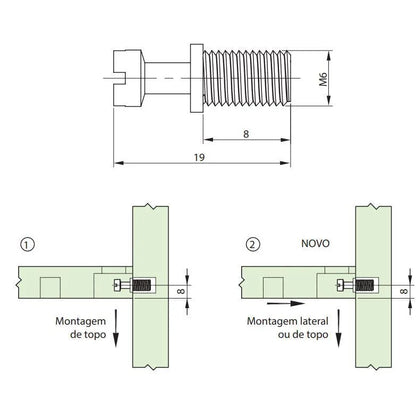 Parafuso FA/FB Aço Zincado M6x8MM - 01 Unidade - Fixadores