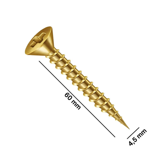 Parafuso Phillips Chipboard 4,5x60mm | Cabeça Chata | Bicromo | Pct. com 300 - Fixadores