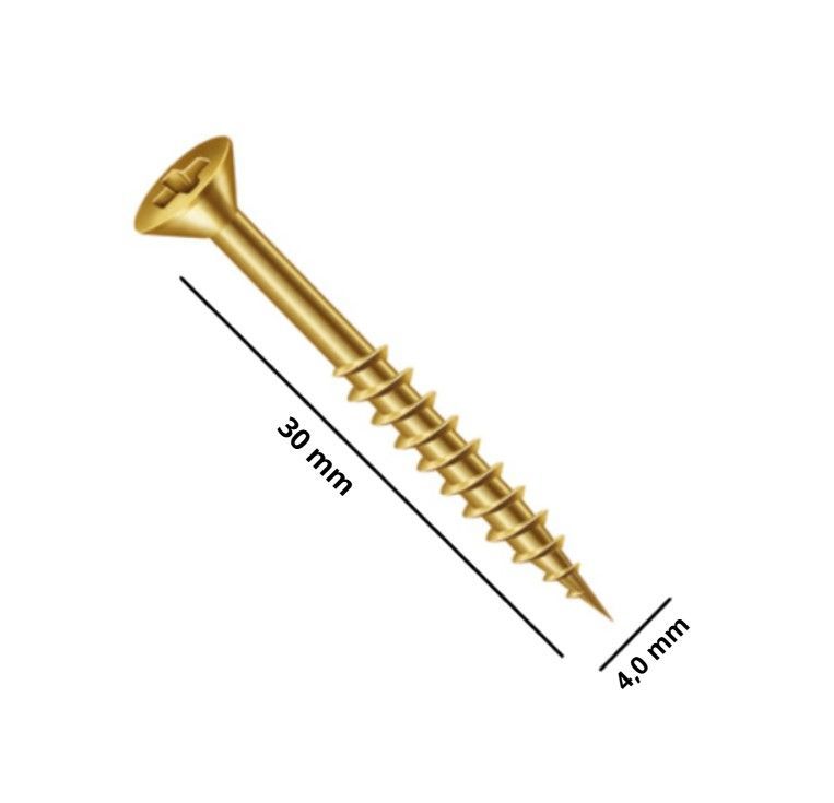 Parafuso Phillips Chipboard 4x30mm | Cabeça Chata | Bicromo | Cx c/ 500 un. - Fixadores