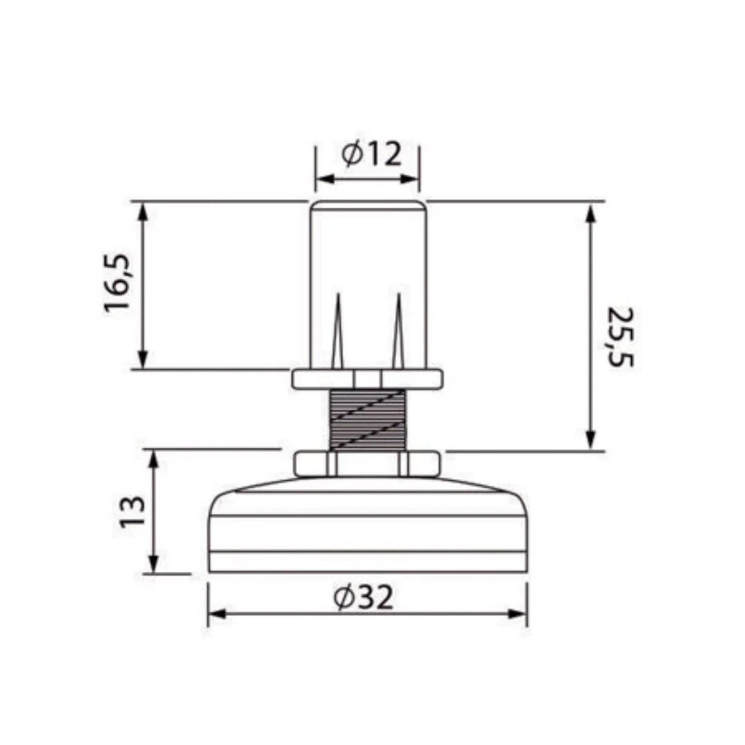 Pé Nivelador HD Ferragens | 32mm | Suporte Ajustável Móveis HD FERRAGENS