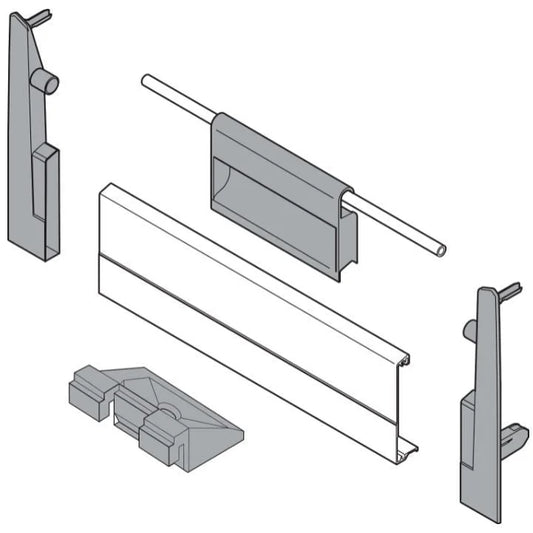 Frente c/ Puxador para Gaveta Tandembox Alta - Cinza - 01 Kit - Acessórios