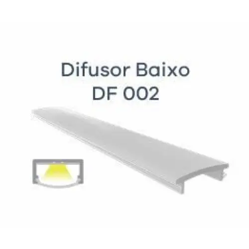 PERFIL DIFUSOR BAIXO P/ LED DF-002 - BARRA 3 METROS - 01 UNIDADE - Perfis