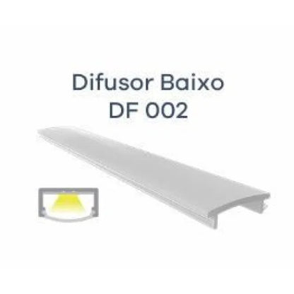 PERFIL DIFUSOR BAIXO P/ LED DF-002 - BARRA 3 METROS - 01 UNIDADE - Perfis