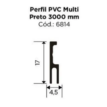 PERFIL GUIA PVC MULTI - PRETO - BARRA 3 METROS - 01 UNIDADE - Perfis