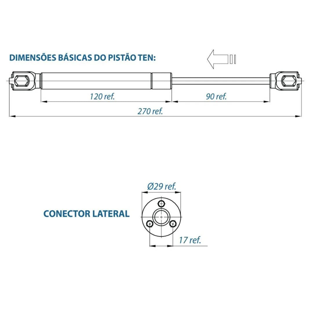 Pistão A Gás TEN 80n - 01 Unidade - Articuladores