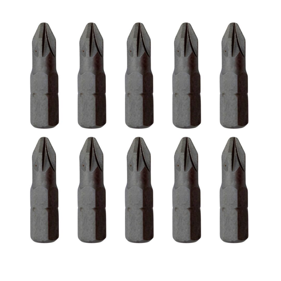 Ponteira Pozidrive Chave 2 - 1/4’’x25mm Polido - Pacote Com 10 | Ciser - Ponteiras