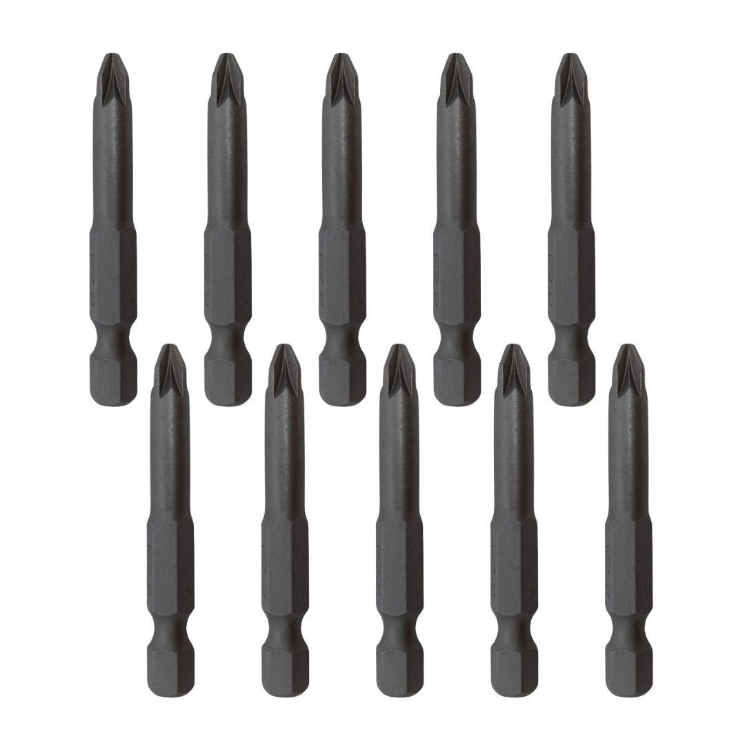 Ponteira Pozidrive Chave 2 - 1/4’’x50mm Polido - Pacote Com 10 | Ciser - Ponteiras