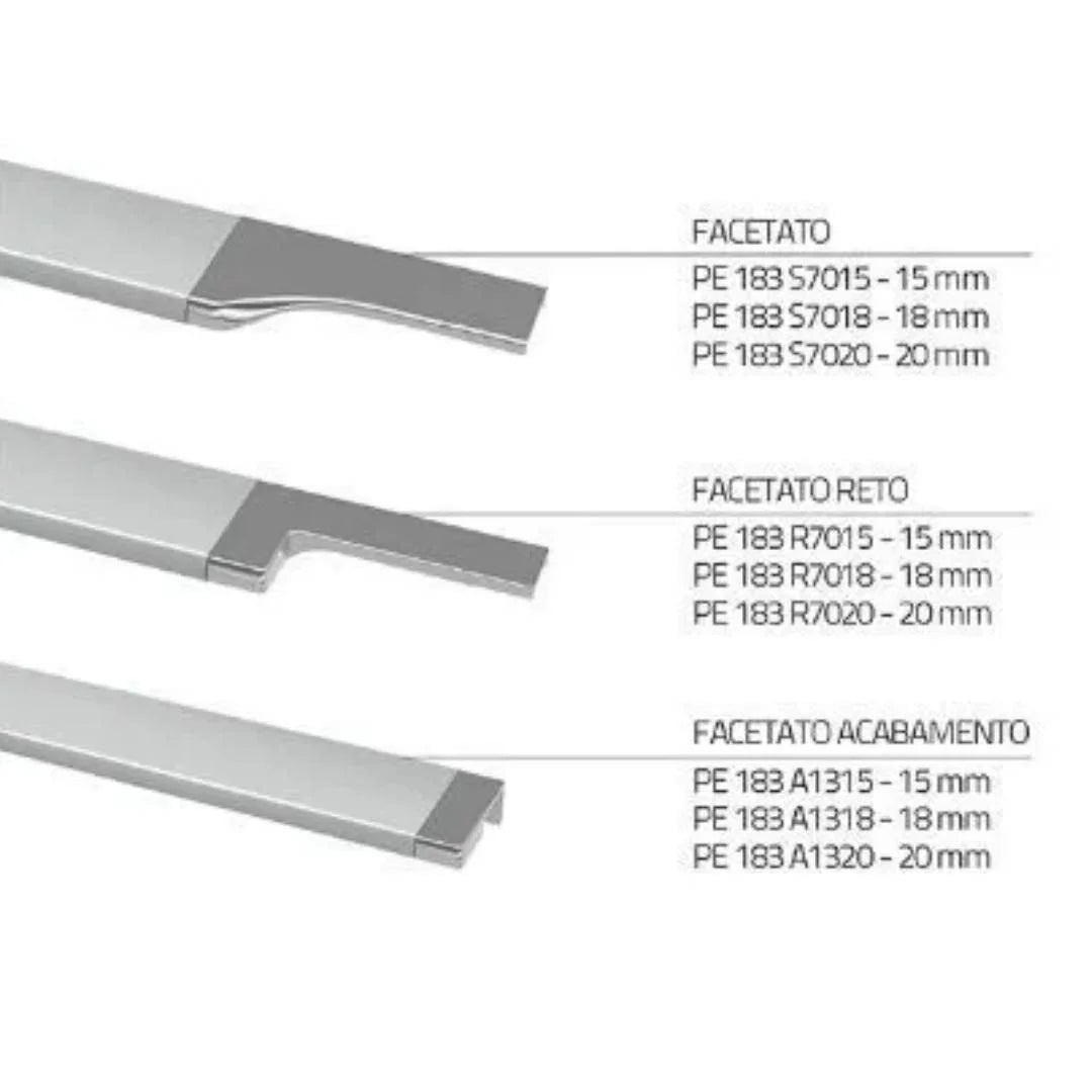 Ponteira Puxador Facetato 15mm PE-183 | S7015 | Titânio | Par - Acessórios