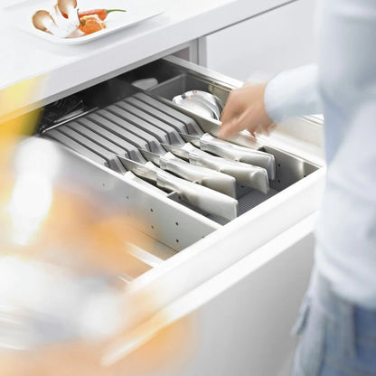 PORTA-FACAS ORGA-LINE P/ 4 FACAS GRANDES + 5 FACAS PEQ. - INOX ESC./ CINZA - 01 UNIDADE - Utensílios e Organizadores