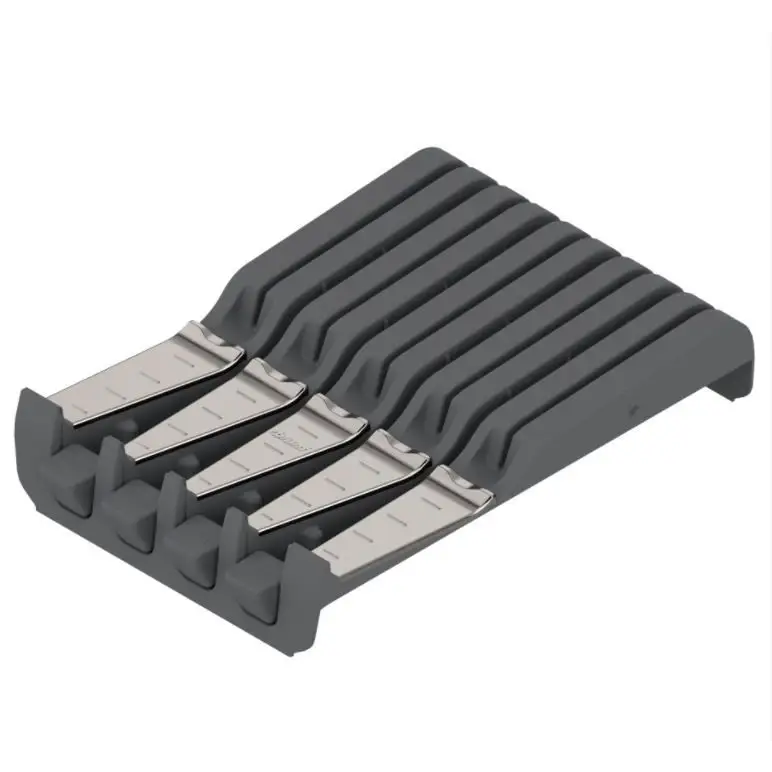 PORTA-FACAS ORGA-LINE P/ 4 FACAS GRANDES + 5 FACAS PEQ. - INOX ESC./ CINZA - 01 UNIDADE - Utensílios e Organizadores