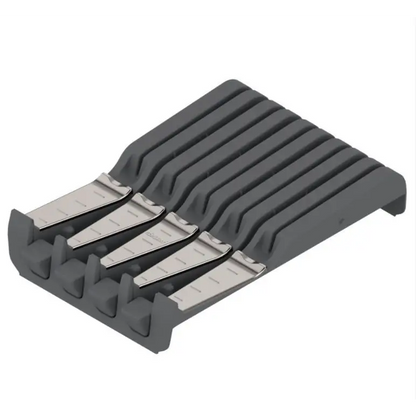 PORTA-FACAS ORGA-LINE P/ 4 FACAS GRANDES + 5 FACAS PEQ. - INOX ESC./ CINZA - 01 UNIDADE - Utensílios e Organizadores