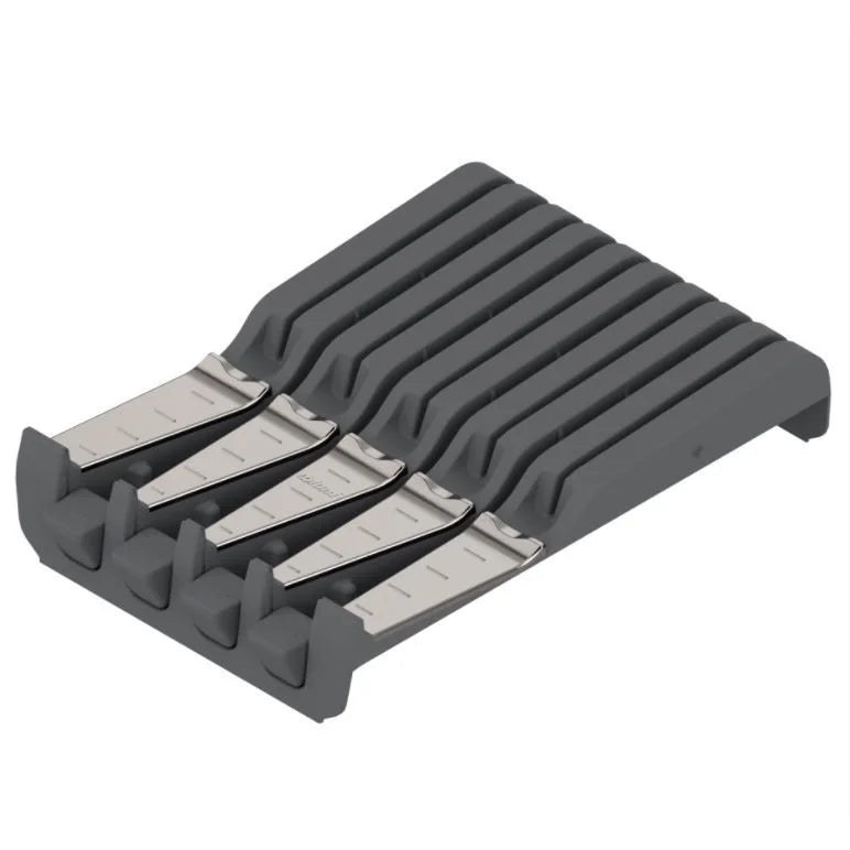 PORTA-FACAS ORGA-LINE P/ 4 FACAS GRANDES + 5 FACAS PEQ. - INOX ESC./ CINZA - 01 UNIDADE - Utensílios e Organizadores