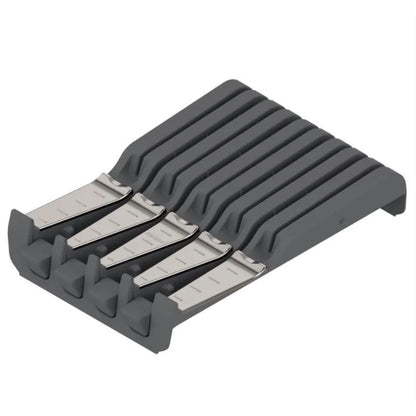 PORTA-FACAS ORGA-LINE P/ 4 FACAS GRANDES + 5 FACAS PEQ. - INOX ESC./ CINZA - 01 UNIDADE - Utensílios e Organizadores