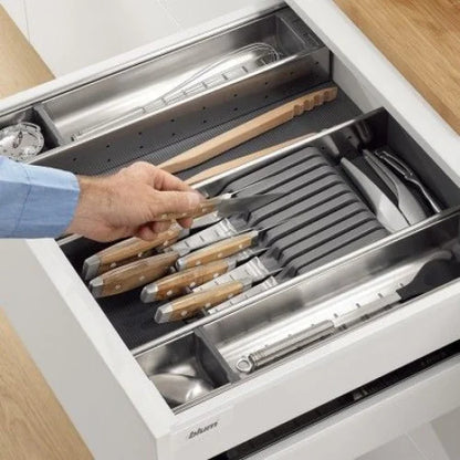 PORTA-FACAS ORGA-LINE P/ 4 FACAS GRANDES + 5 FACAS PEQ. - INOX ESC./ CINZA - 01 UNIDADE - Utensílios e Organizadores