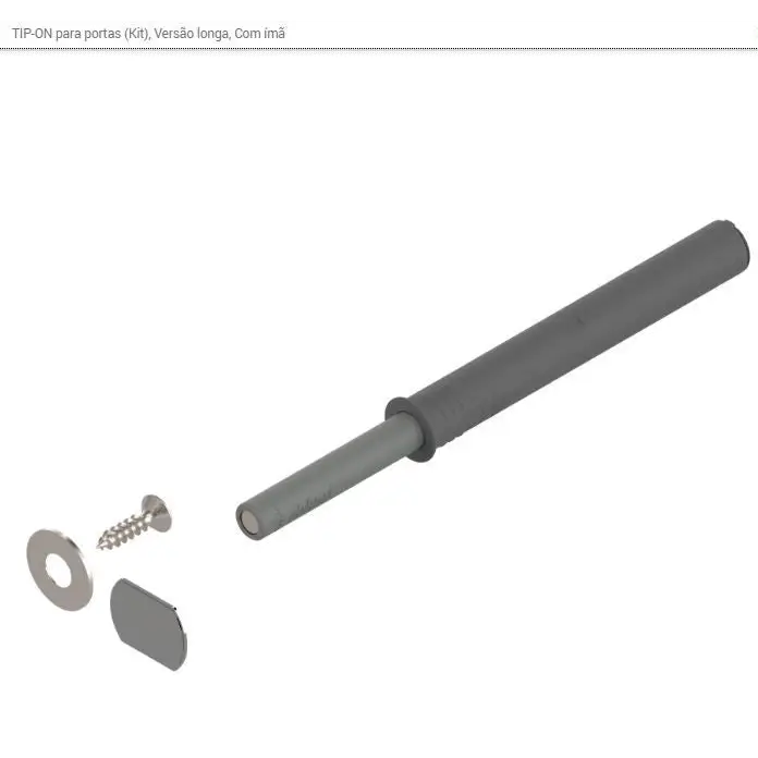 Pulsador Tip-On Versão Longa - Cinza Platina Com Imã - 01 Unidade - Acessórios